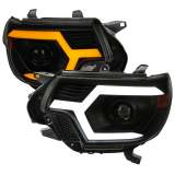 2012-2015 Toyota Tacoma Sequential LED Bar Projector Headlights Matt Smoke