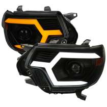 2012-2015 Toyota Tacoma Sequential LED Bar Projector Headlights Matt Smoke