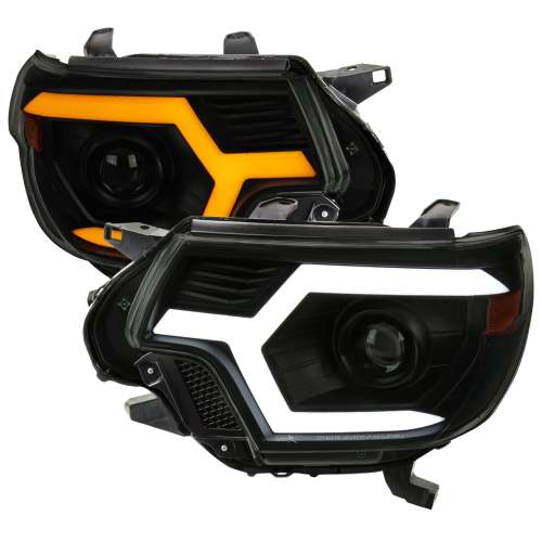 2012-2015 Toyota Tacoma Sequential LED Bar Projector Headlights Matt Smoke