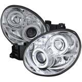 2002-2003 Subaru Impreza Dual Halo Bug Eye Projector Headlights Chrome/Clear