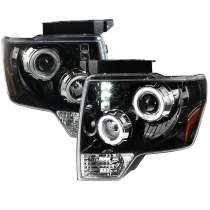 2009-2014 Ford F-20150 Dual Halo Projector Headlights Jet Black/Clear Lens