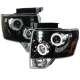 2009-2014 Ford F-20150 Dual Halo Projector Headlights Jet Black/Clear Lens
