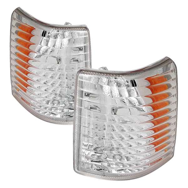 1993-1998 Jeep Grand Cherokee Corner Lights w/ Amber Reflectors Chrome/Clear
