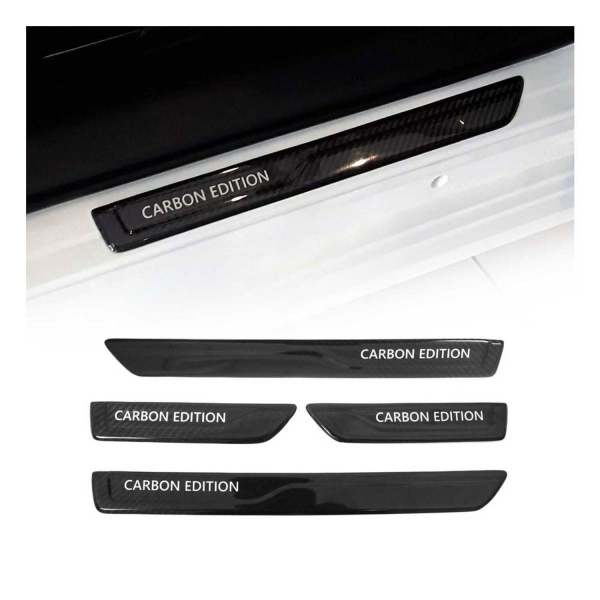 Chevrolet Door Sill Scuff Plate Scratch Protector Carbon Edition Black 4 Pcs