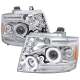 2007-2013 Chevy Avalanche/ 07-2014 Tahoe Suburban Dual Halo Headlights Chrome