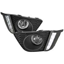 2015-2017 Honda Fit 12V/55W H11 Fog Lights w/ LED Light Strip Chrome/Clear