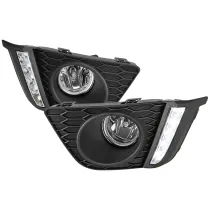2015-2017 Honda Fit 12V/55W H11 Fog Lights w/ LED Light Strip Chrome/Clear