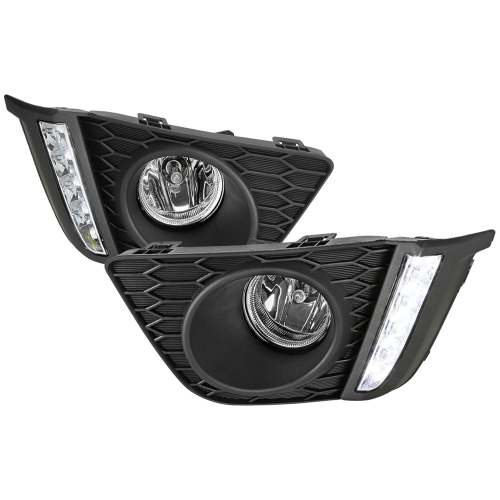 2015-2017 Honda Fit 12V/55W H11 Fog Lights w/ LED Light Strip Chrome/Clear