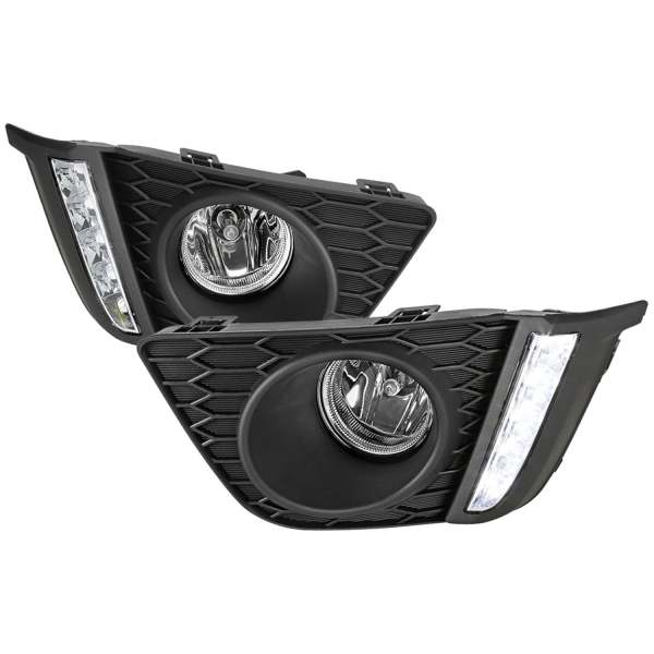 2015-2017 Honda Fit 12V/55W H11 Fog Lights w/ LED Light Strip Chrome/Clear