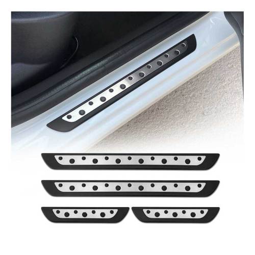 Fiat Door Sill Scuff Plate Scratch Protector Stainless Steel Silver 4 Pcs
