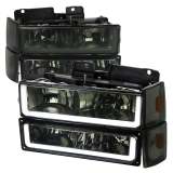 1988-1993 Chevy C10 C/K Sierra Tahoe LED Tube Factory Headlights Smoke