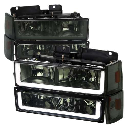 1988-1993 Chevy C10 C/K Sierra Tahoe LED Tube Factory Headlights Smoke