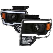 2009-2014 Ford F-20150 LED Strip Projector Headlights Matte Black/Clear Lens