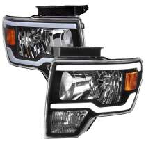 2009-2014 Ford F-20150 LED Tube Factory Style Headlights Matte Black/Clear Lens