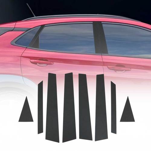 2018-2023 Hyundai Kona Window B Pillar Posts Door Trim Cover Stainless Steel & Foiled