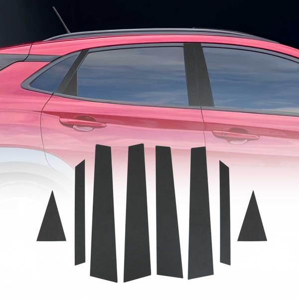 2018-2023 Hyundai Kona Window B Pillar Posts Door Trim Cover Stainless Steel & Foiled