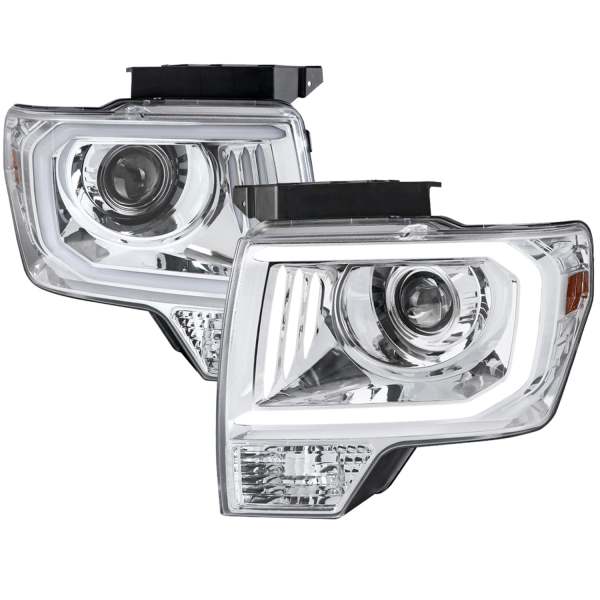 2009-2014 Ford F-20150 LED C-Bar Projector Headlights Chrome/Clear Lens