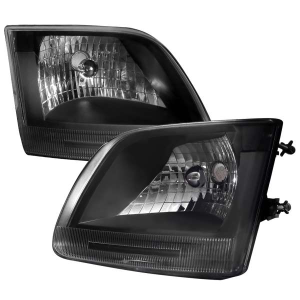1997-2004 Ford F-20150/Expedition Factory Crystal Headlights Matt Black/Clear