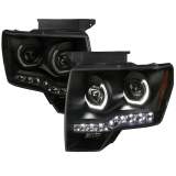 2009-2014 Ford F-20150 Dual U-Ring Halo Projector Headlights LED Light Smoke