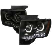 2009-2014 Ford F-20150 Dual U-Ring Halo Projector Headlights LED Light Smoke