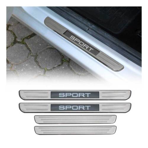 Door Sill Cover Illuminated Sport Brushed Chrome S.Steel 4 Pcs