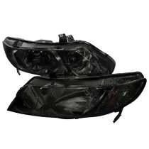 2006-2011 Honda Civic Sedan Crystal Headlights Chrome Housing/Smoke Lens