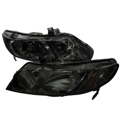2006-2011 Honda Civic Sedan Crystal Headlights Chrome Housing/Smoke Lens