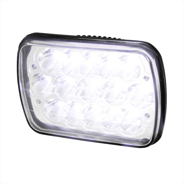 Universal 7x6 15-LED Sealed Beam Headlights w/ H4 Plug Black Alu Housing/PMMA