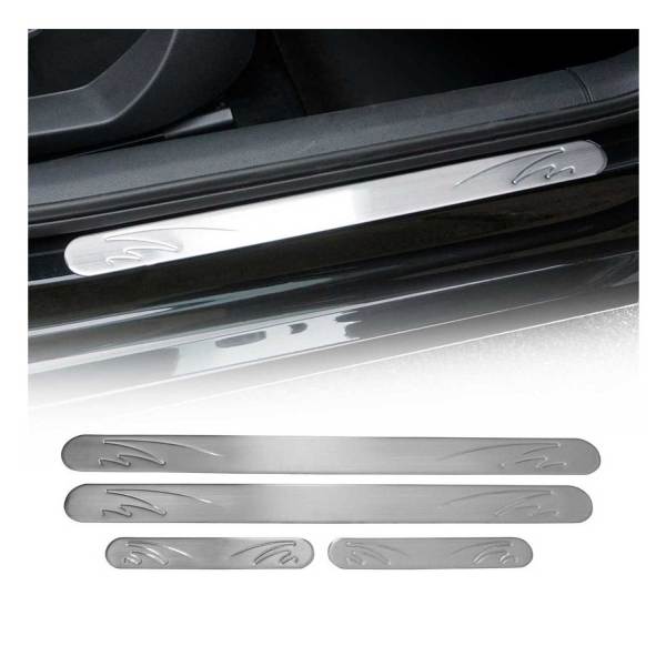 BMW Door Sill Scuff Plate Scratch Protector Stainless Steel Wave 4Pcs