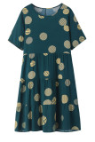 Fashion Casual Print Patchwork O Neck Princess Plus Size Dresses