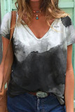 Fashion Casual Print Basic V Neck T-Shirts