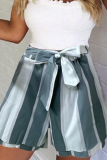 Casual Patchwork Flounce Straight Mid Waist Straight Full Print Bottoms