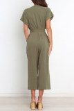 Casual Solid Bandage V Neck Straight Jumpsuits