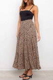 Casual Print Leopard Patchwork High Waist Wide Leg Full Print Bottoms