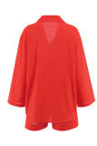 Casual Solid Patchwork Buttons Turn-back Collar Long Sleeve Two Pieces