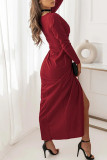 Fashion Sexy Solid Tie-dye Solid Color V Neck Irregular Dress Dresses