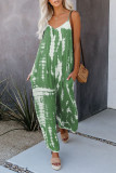 Casual Patchwork Tie-dye Spaghetti Strap Straight Jumpsuits