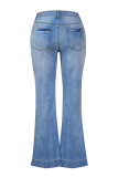 Casual Gradual Change Patchwork Mid Waist Boot Cut Denim Jeans