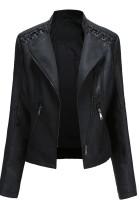 Fashion Street Solid Patchwork Zipper Zipper Collar Outerwear