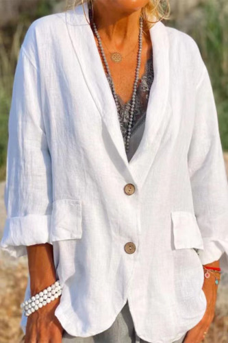 Fashion Casual Solid Buttons Turn-back Collar Outerwear