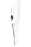 Fashion Print Patchwork V Neck Long Sleeve Two Pieces