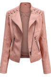 Fashion Street Solid Patchwork Zipper Zipper Collar Outerwear