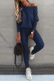 Fashion Casual Solid Patchwork Long Sleeve Two Pieces