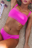Casual Vacation Solid Patchwork Swimwears