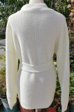 Casual Solid Bandage V Neck Tops