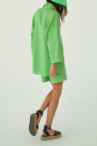 Casual Solid Patchwork Buttons Turn-back Collar Long Sleeve Two Pieces