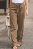 Casual Solid Patchwork Straight Mid Waist Wide Leg Solid Color Bottoms