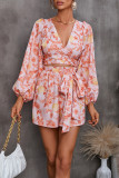 Fashion Elegant Print Printing V Neck Loose Rompers