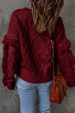 Sweet Elegant Solid Tassel O Neck Tops