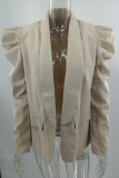 Work Solid Solid Color Turn-back Collar Outerwear